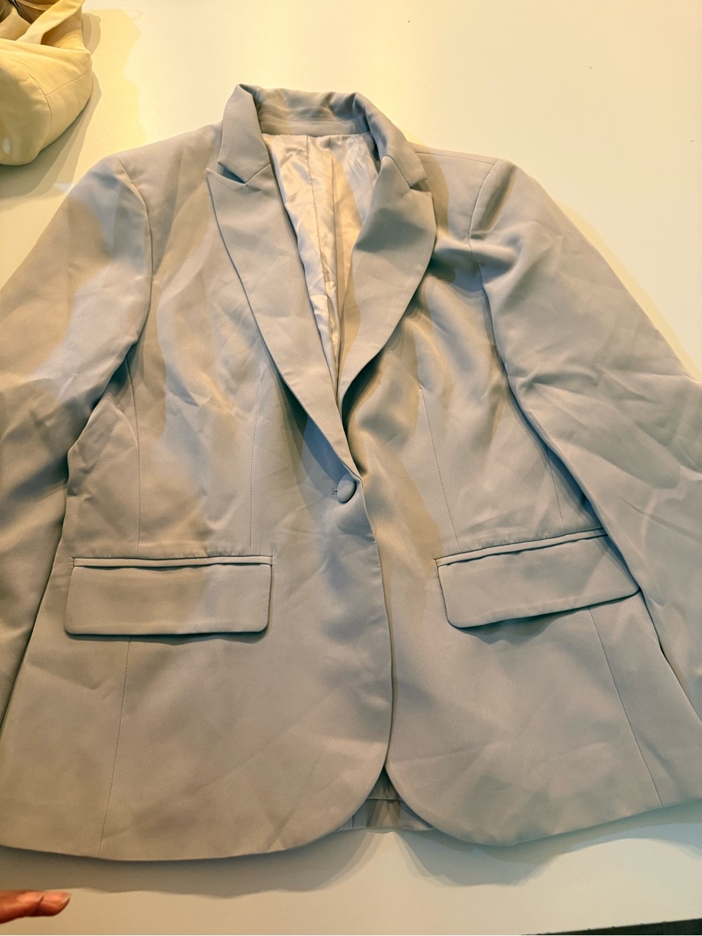 Women's Light Gray Single-Button Tailored Blazer